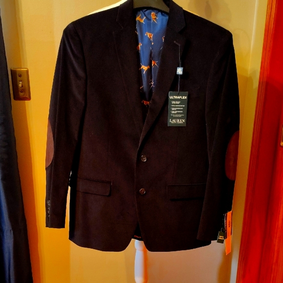 Lauren Ralph Lauren Stretch Corduroy Black Sport Coat Classic Elegance
